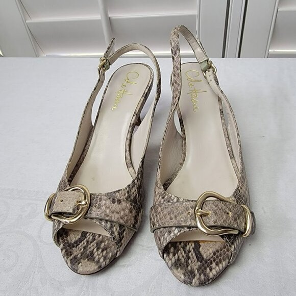 Cole Haan Nike Air Open Toe Animal Print Buckle Detail Slingback Pumps 8.5 Chic - Picture 4 of 10
